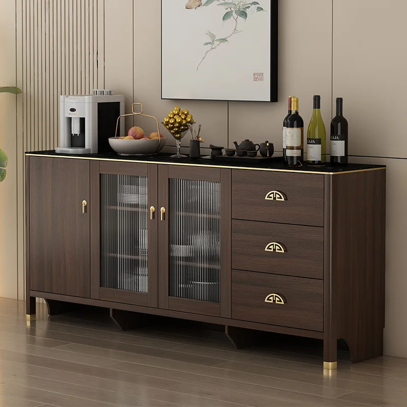 Solid wood slate dining edge, modern minimalist cabinets, new-style Chinese living room, tea and wine cabinet, kitchen