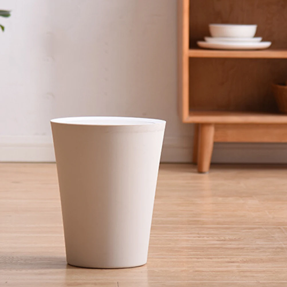 

Round Trash Can Lightweight Plastic Garbage Container For Home Office Simple Design Waste Paper Basket Recycling