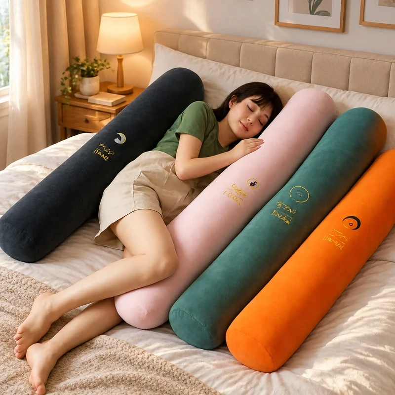 Ergonomic Side Sleeper Pregnancy Cushion, Long Contour Bolster for Bed Reading and Comfort Support