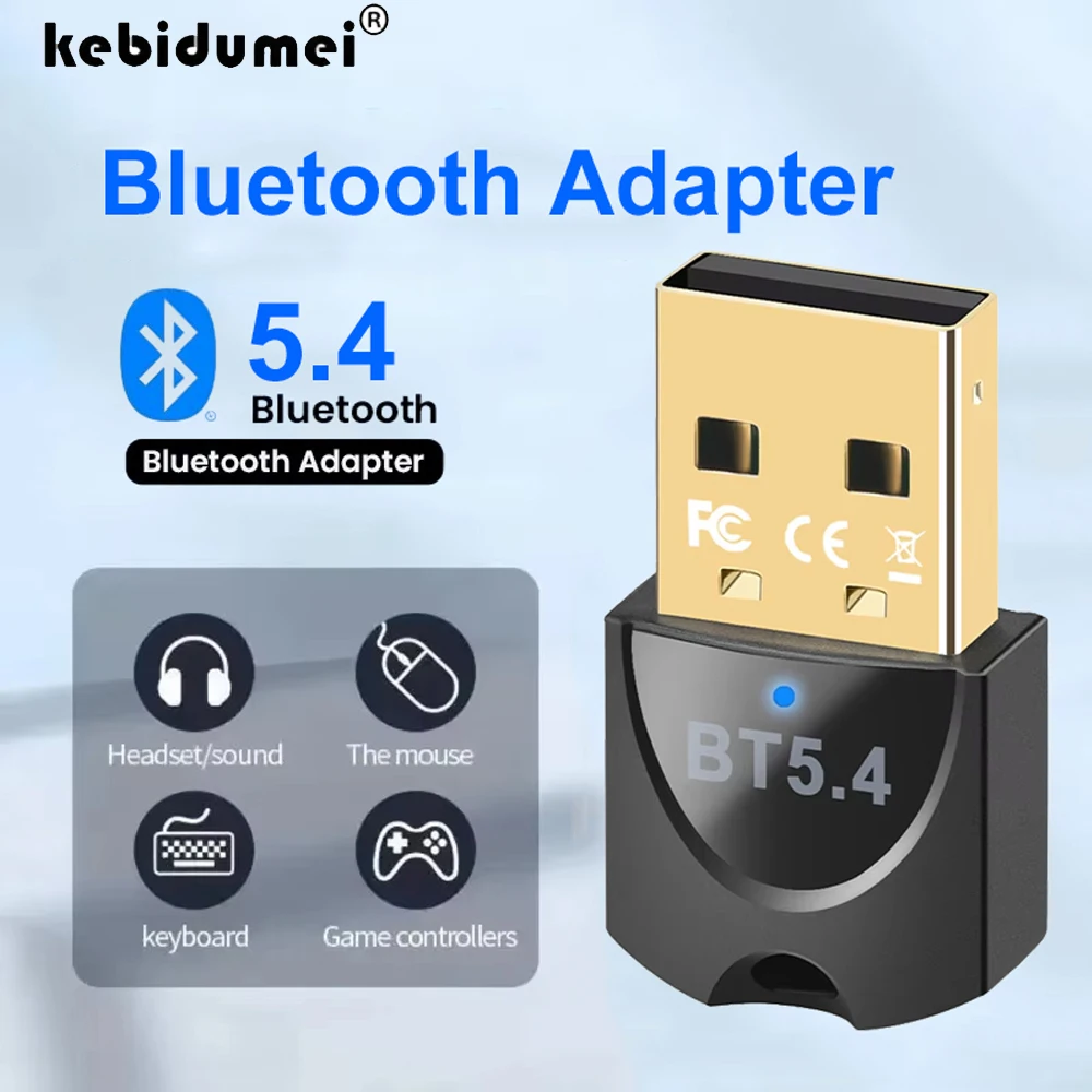 

USB Bluetooth Adapter Wireless Bluetooth Adapter 5.4/5.3/5.1/5.0 for PC Laptop Wireless Speaker Audio Receiver USB Transmitter