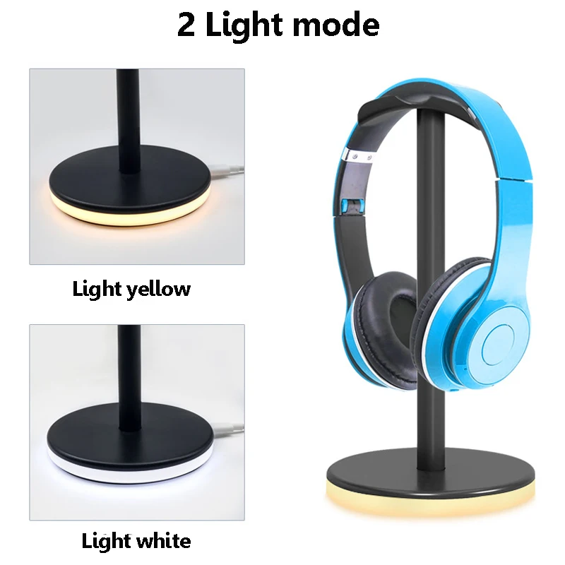 سطح المكتب مضيئة سماعات حامل انفصال ABS + سبيكة سماعة الألعاب حامل عرض الرف مع قاعدة مضادة للانزلاق اللمس التبديل