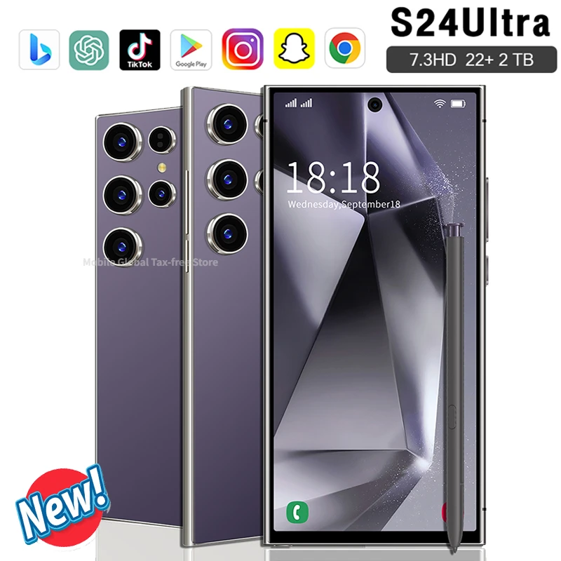 

2024 New S24 Ultra Smartphone Original 7.3 Inch Celulares Android Moblie Phones Unlocked 5G Dual Sim Global Version CellPhones