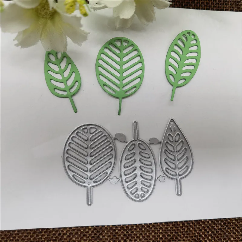 3pc Leaves Metal cutting dies mold Round hole label tag Scrapbook paper craft knife mould blade punch stencils dies