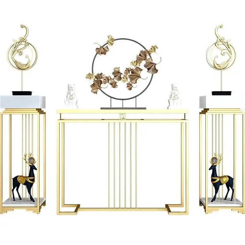 

Nordic light luxury entrance platform, modern simple decorative table, living room aisle, villa foyer corridor