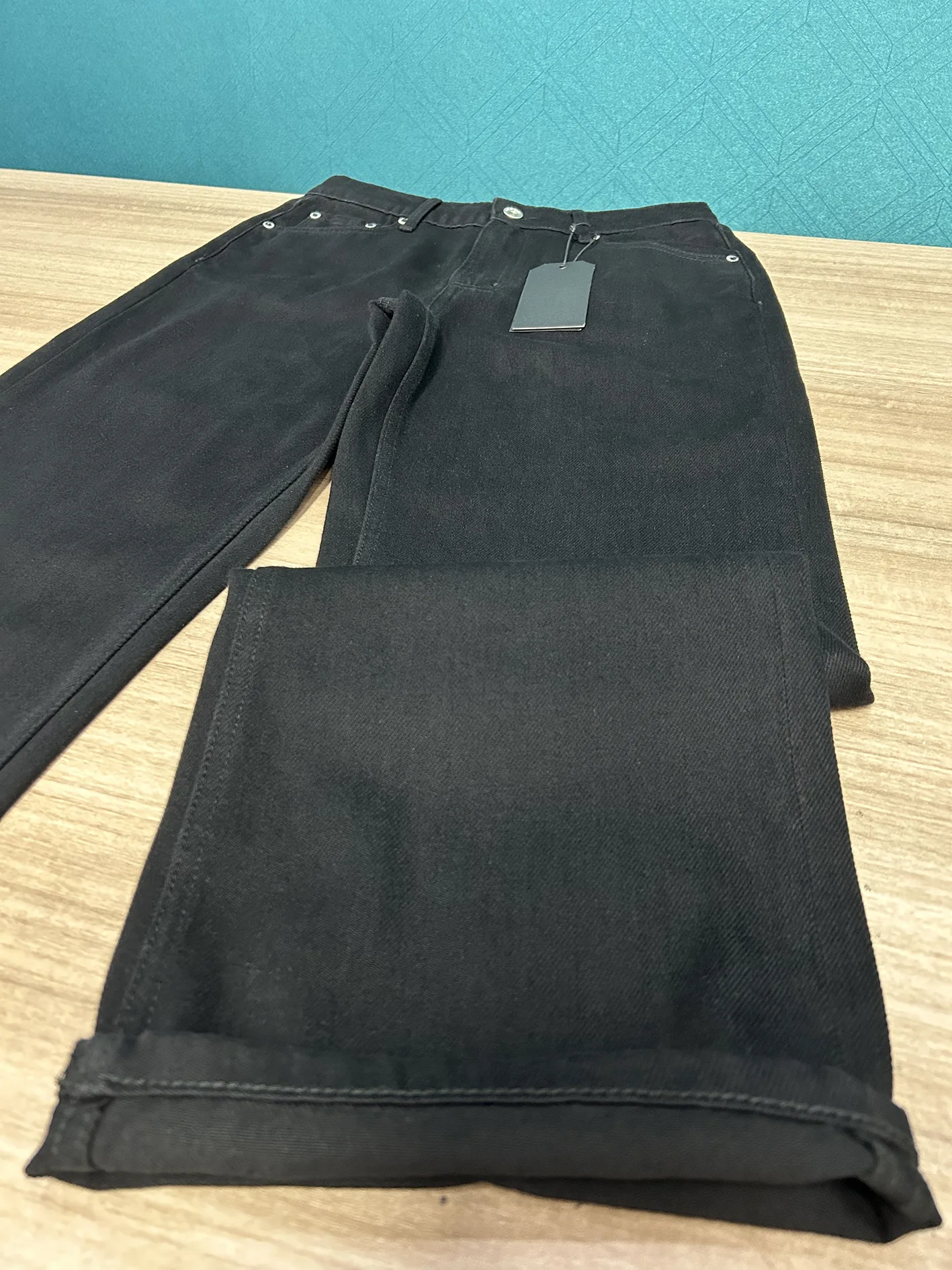 Pantaloni in denim da donna jeans midi a gamba larga a gamba dritta