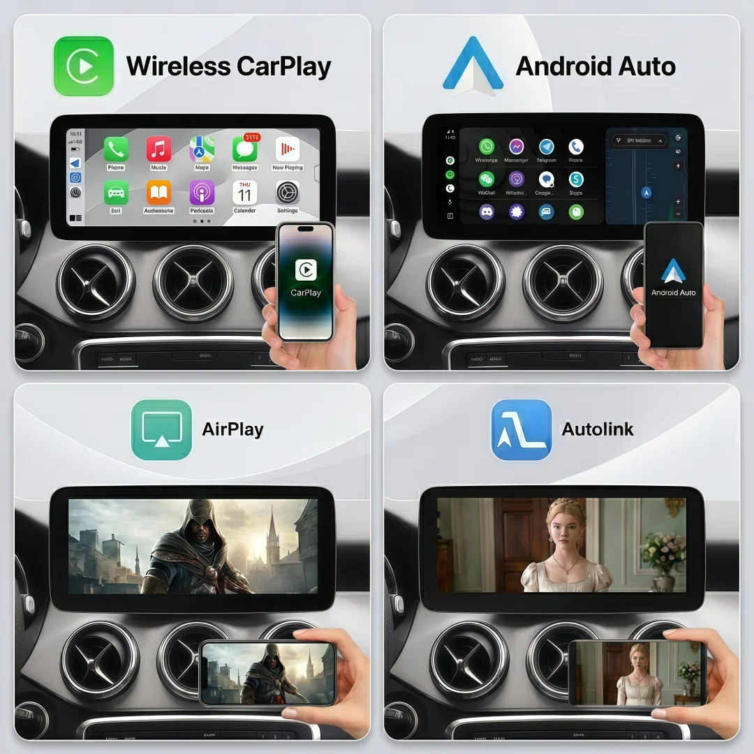 Pantalla Táctil Linux 2400*900P con CarPlay Inalámbrico y Android Auto para Mercedes Benz Clase A C W176 W205 CLA C117 GLA X156 GLC X253 Clase V W447 con Navegación GPS, WIFI, Bluetooth y Radio para Auto