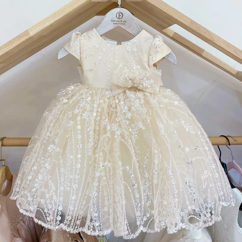 Sparkling Sequined Tutu Dress Girls Formal Gown Children Flower Girl Dress for Wedding Birthday Stage Host Piano Show