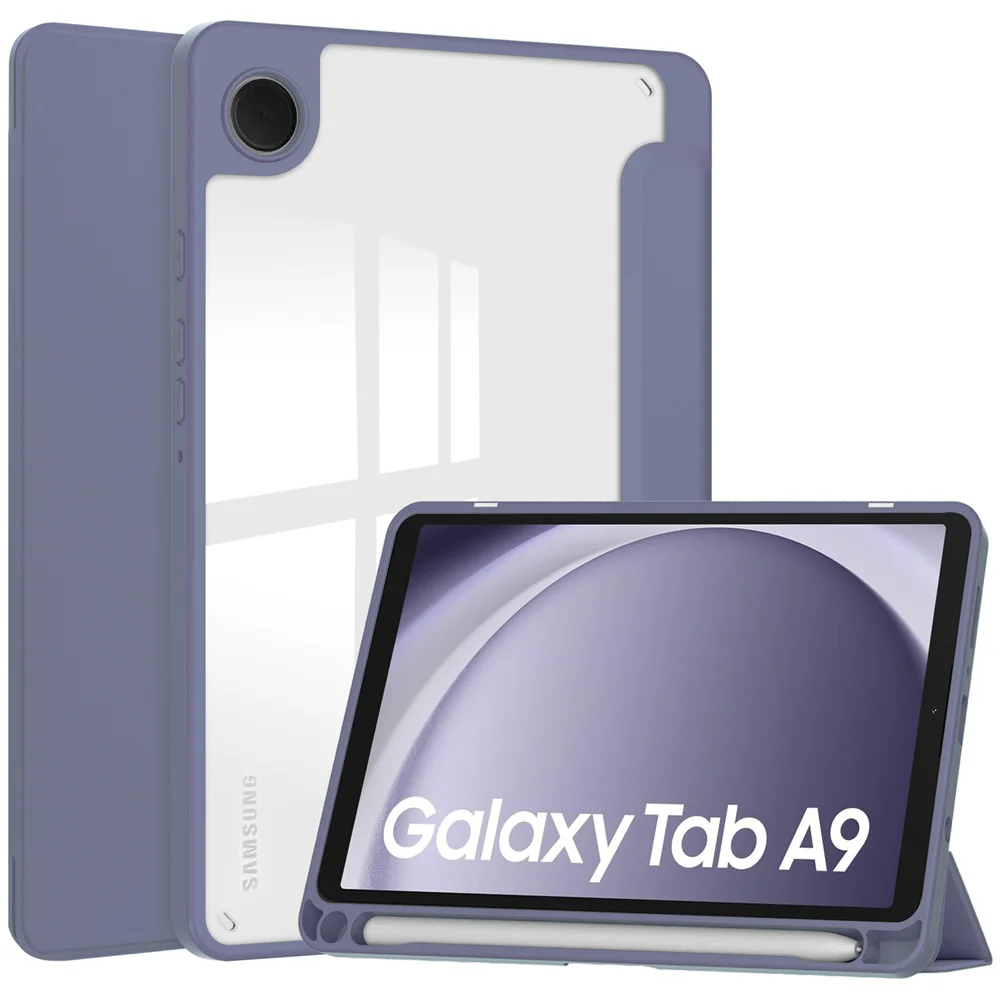 

Чехол для Samsung Galaxy Tab A9, откидная подставка, смарт-чехол для Galaxy Tab A9, 8,7 дюйма, 2023, SM-X110/SM-X115, прозрачная задняя крышка из ТПУ