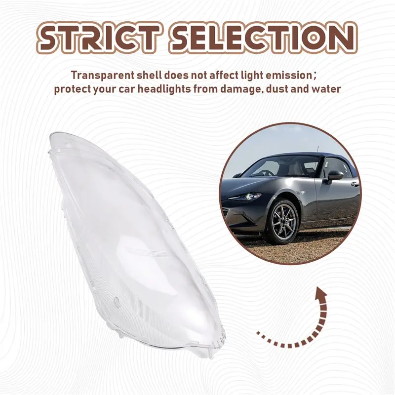 لمازدا MX5 2009-2014 الجبهة مصباح المصباح قذيفة غطاء للعدسات كشافات شفافة عاكس الضوء اكسسوارات السيارات شبكي اليسار
