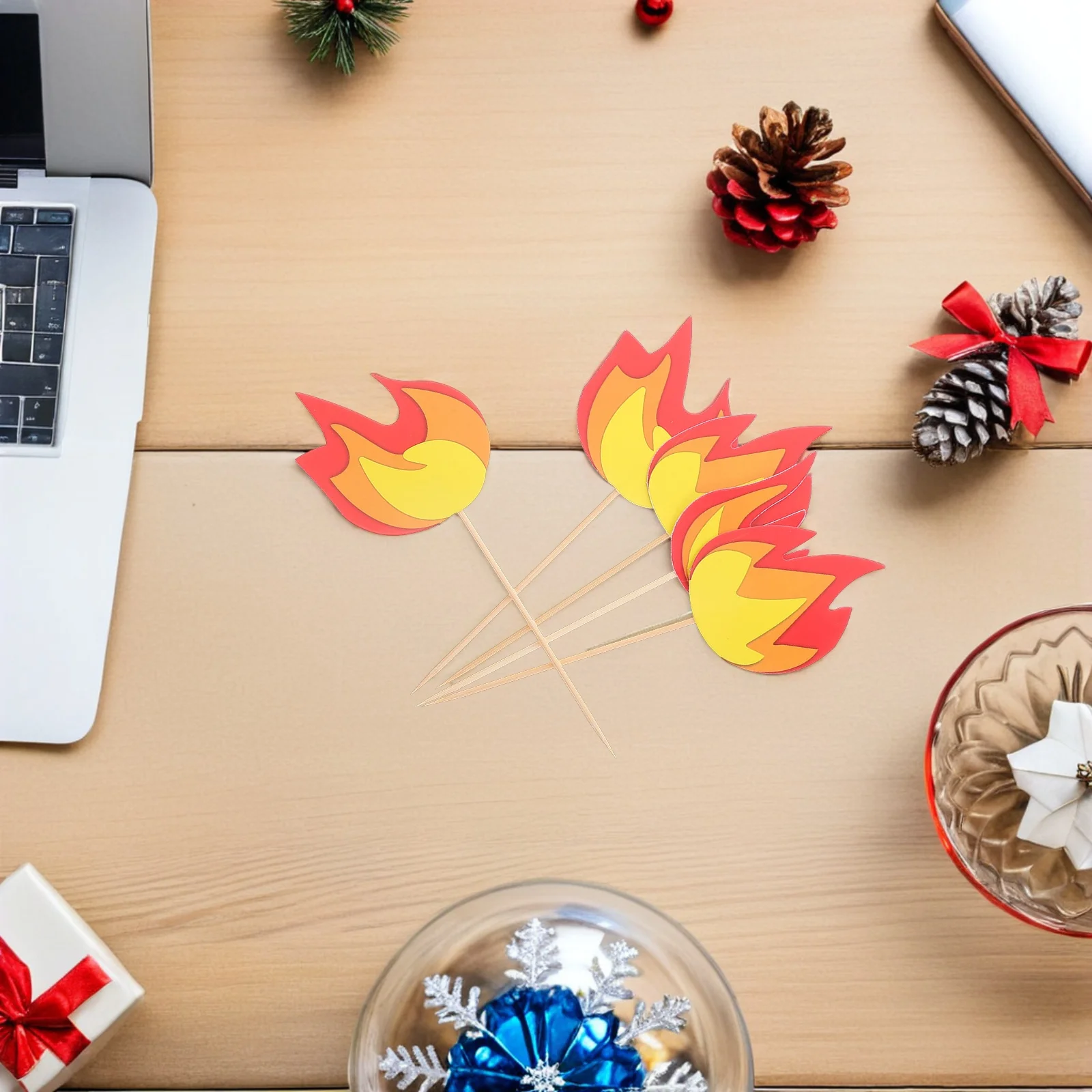 

10Pcs Fire Cupcake Toppers Firetruck Birthday Decorations Realistic Fireman Cake Decorations Firefighter Party Supplies Party