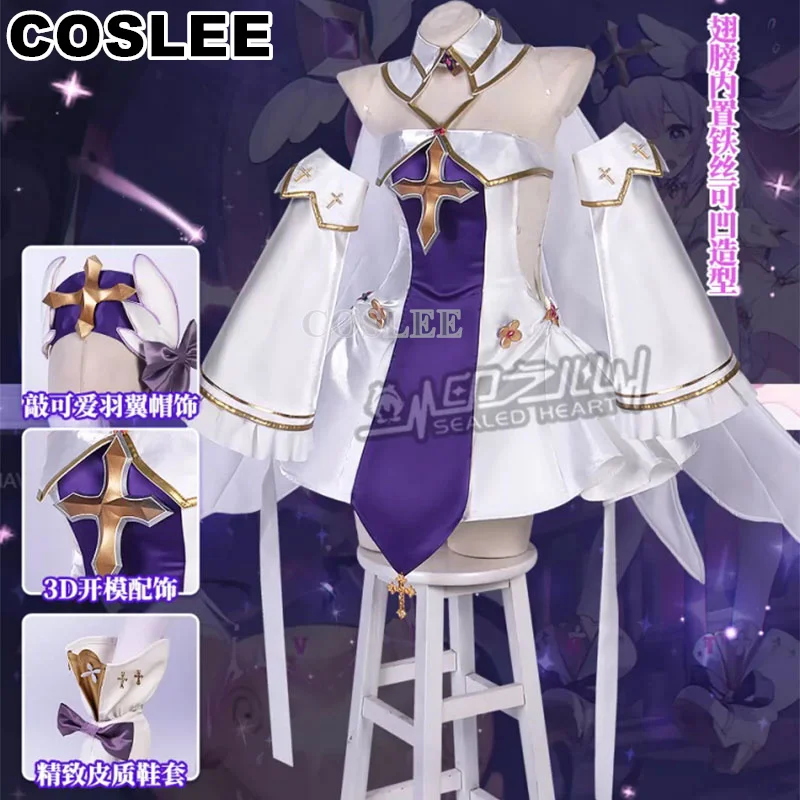 COSLEE Azur Lane HMS My Pure White Angel Cosplay Costume Women Lovely Dress Outfit Game Suit Halloween Carnival Outfit Uniform