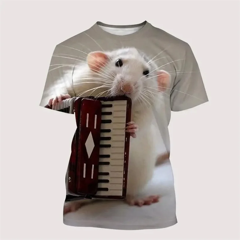Cute Animal Hamster 3D Printed T Shirt For Men Casual Oversized T-Shirt Round Neck Short Sleeve Harajuku Loose Street Tees