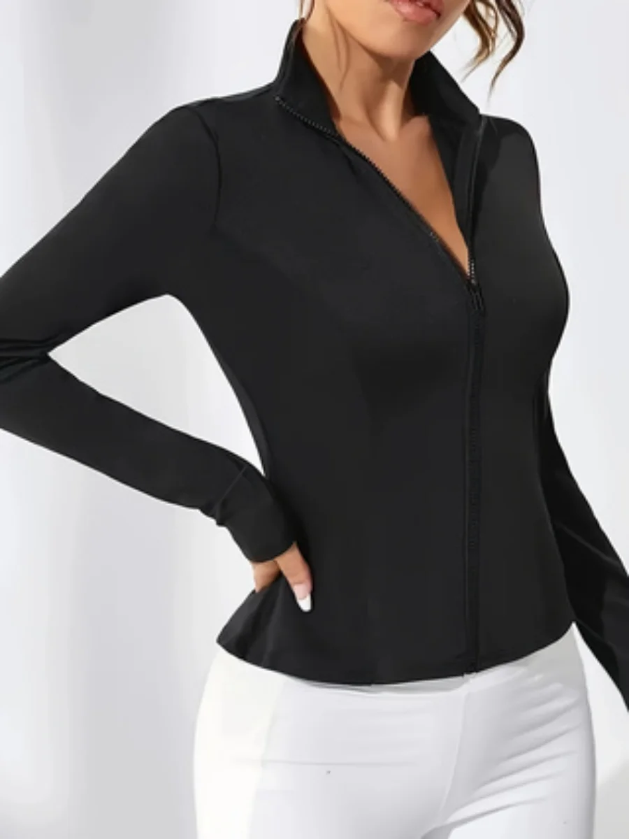 

Women's Slim Fit Zip-Up Yoga Top Running Training Jacket Quick Dry Fitness Sportswear Stand Collar All-Season Outerwear