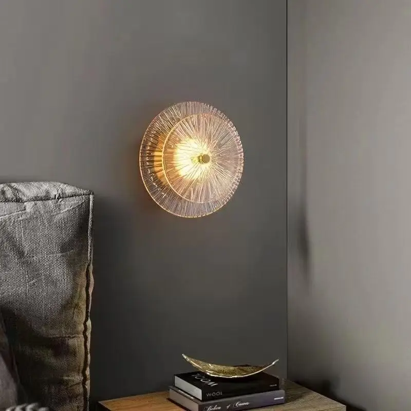 LED wall decoration lighting simple striped glass wall lamp bedroom room interior lighting three-color corridor background light