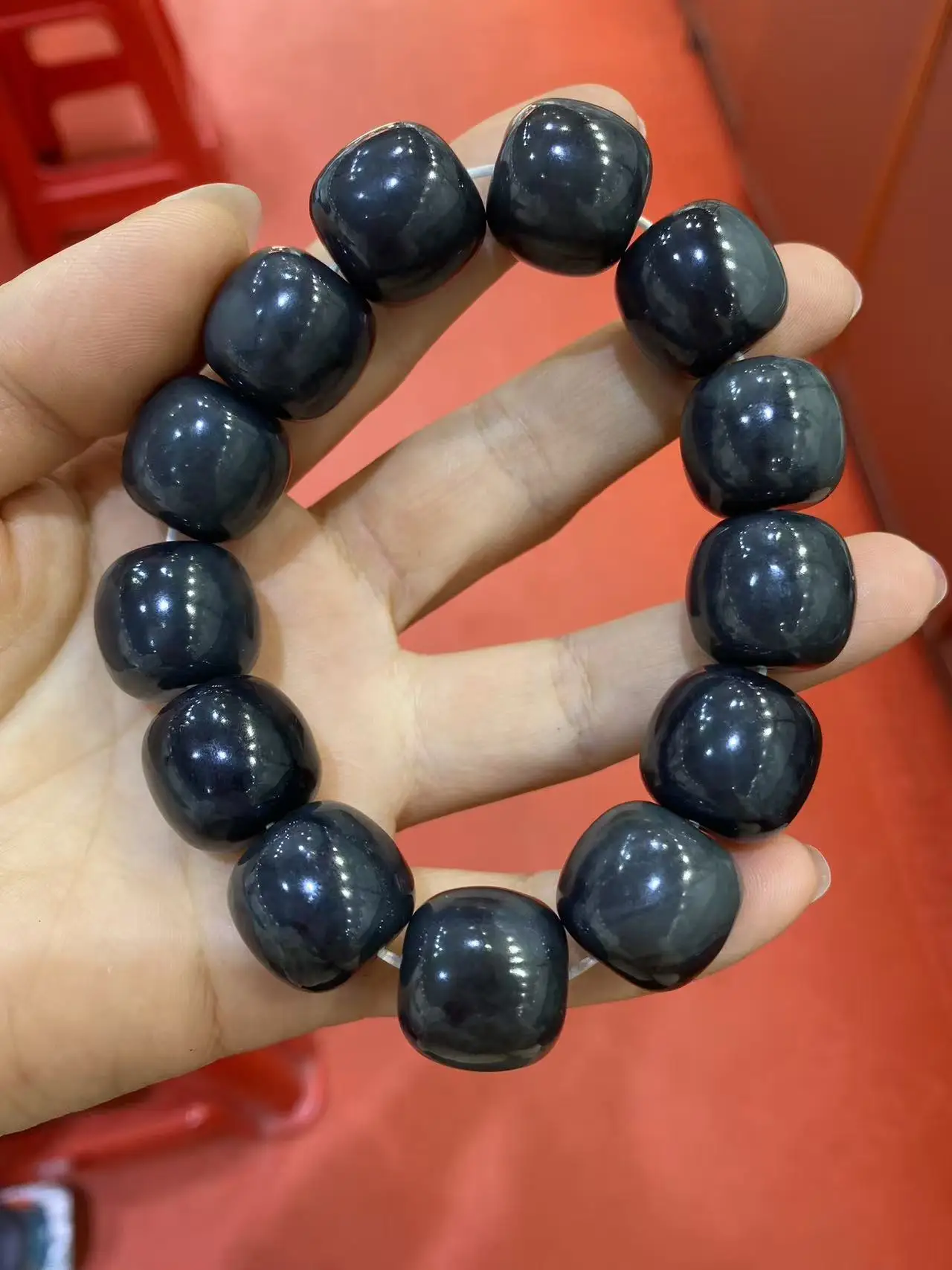 authentication Natural Hotan Jade Blue and White Bead Bracelet for men and women's jewelry accessories gift bead bracelet view 2