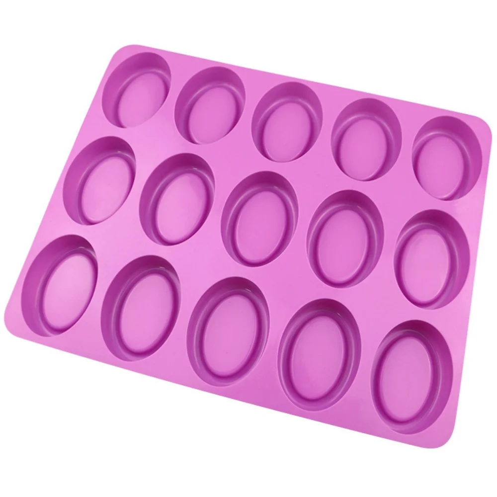 DIY Silicone Cake Mold 15 Hole Oval Rice Cake Handmade Soap Jelly Pudding Chocolate Cake Decoration Tool Baking Kitchen Mould ﻿
