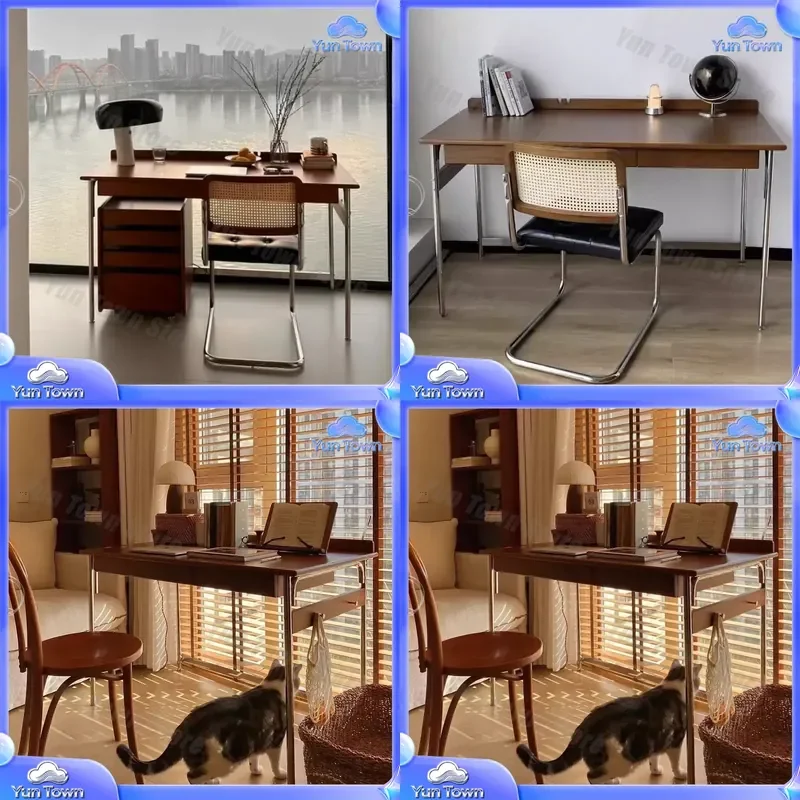 Nordic Retro Solid Wood Desk for Medieval Style Study Writing Computer Desk Home Office Table Workstation Study Furniture