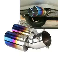 63mm Dual Outlet Universal Car Exhaust Tip Stainless Steel Auto Muffler Tail Pipe Car Accessories for 1.5L-2.2L