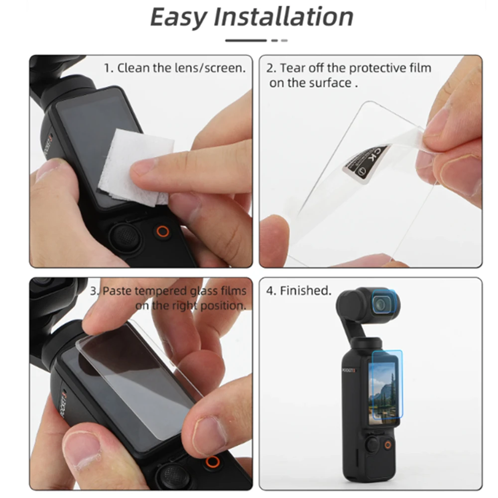 Pocket3 4 Tempered Glass Film Hard LCD Display Screen Lens Protector Cover for DJI Osmo Pocket 3 4 Handheld Gimbal Action Camera
