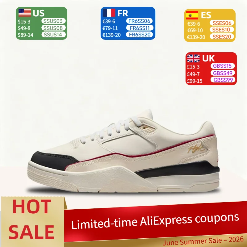 

Nike Jordan FLIGHTCOURT comfortable, versatile, anti-slip, low-top retro basketball shoes for men, beige black IH7321-131