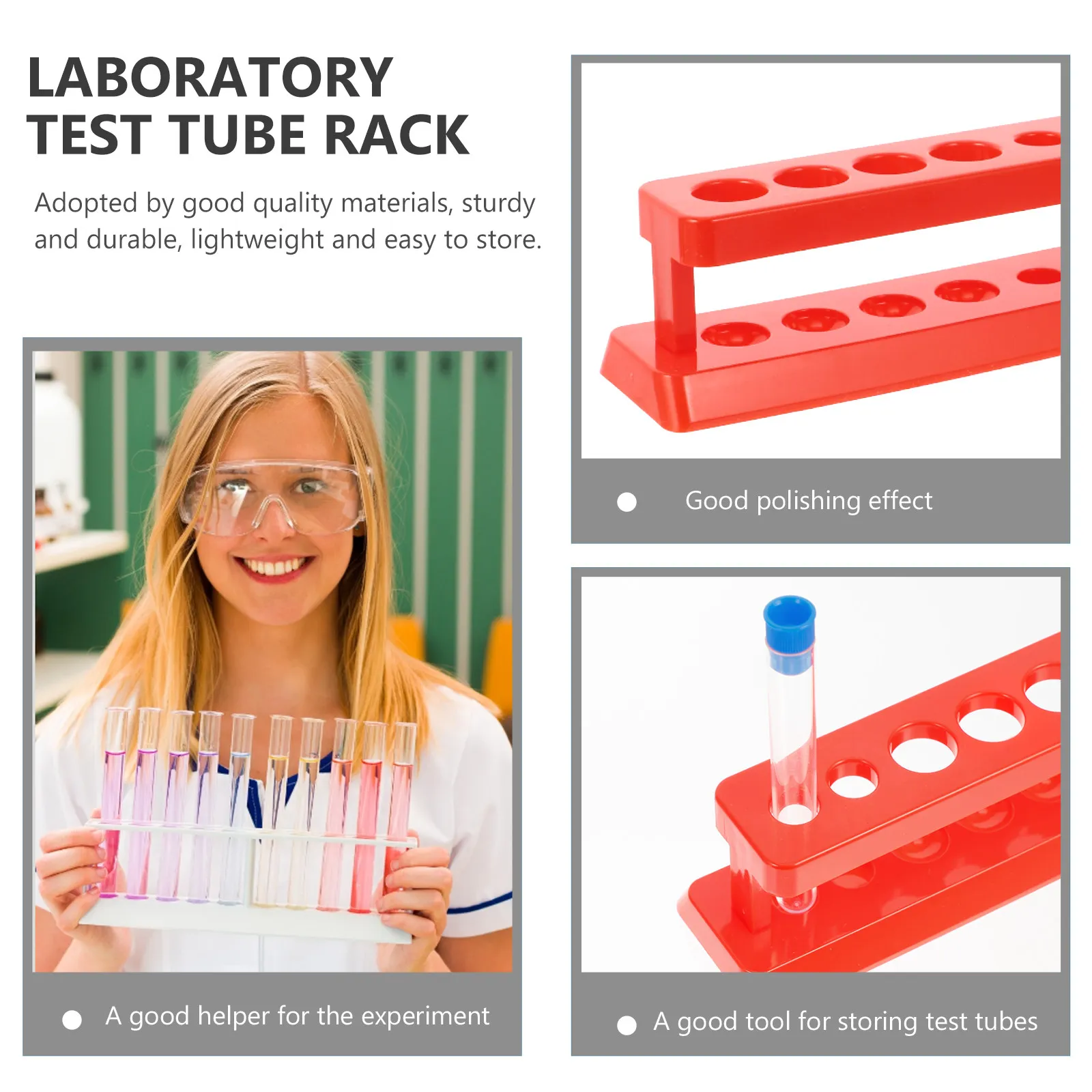 1Set Sturdy Lightweight Plastic Test Tube Rack Kit 6-Hole Polished Surface Safe Ergonomic Lab Tube Storage Rack for Educational