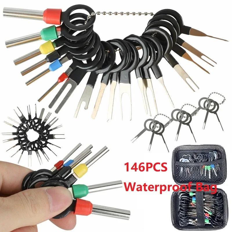 Terminal Removal Kit With Waterproof Bag Wiring Crimp Connector Pin Extractor Puller Terminal Repair Professional Tools 146PCS