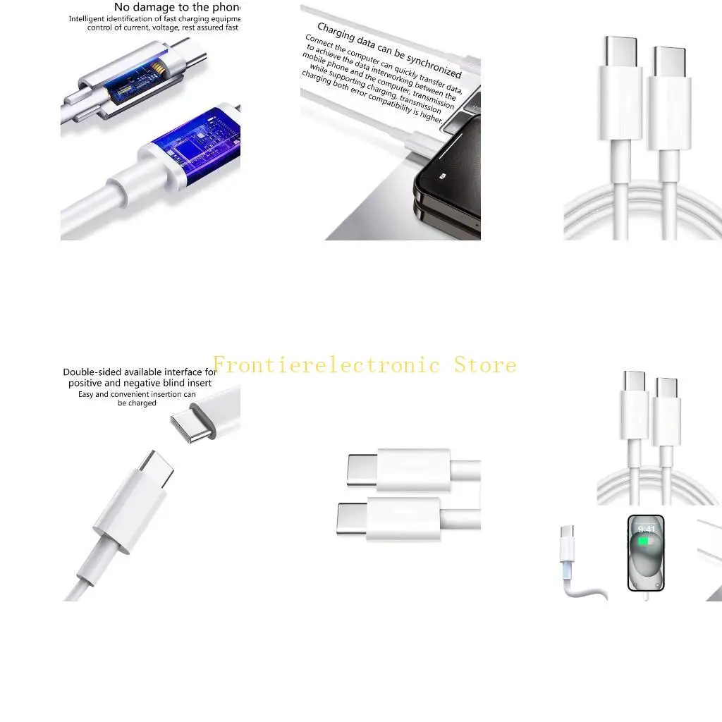 

G8DB USB C Male to Male USB C 100W Fast Charging Cord Support Charging Sync 10Gbps Connector for Phone Tablet Headphone