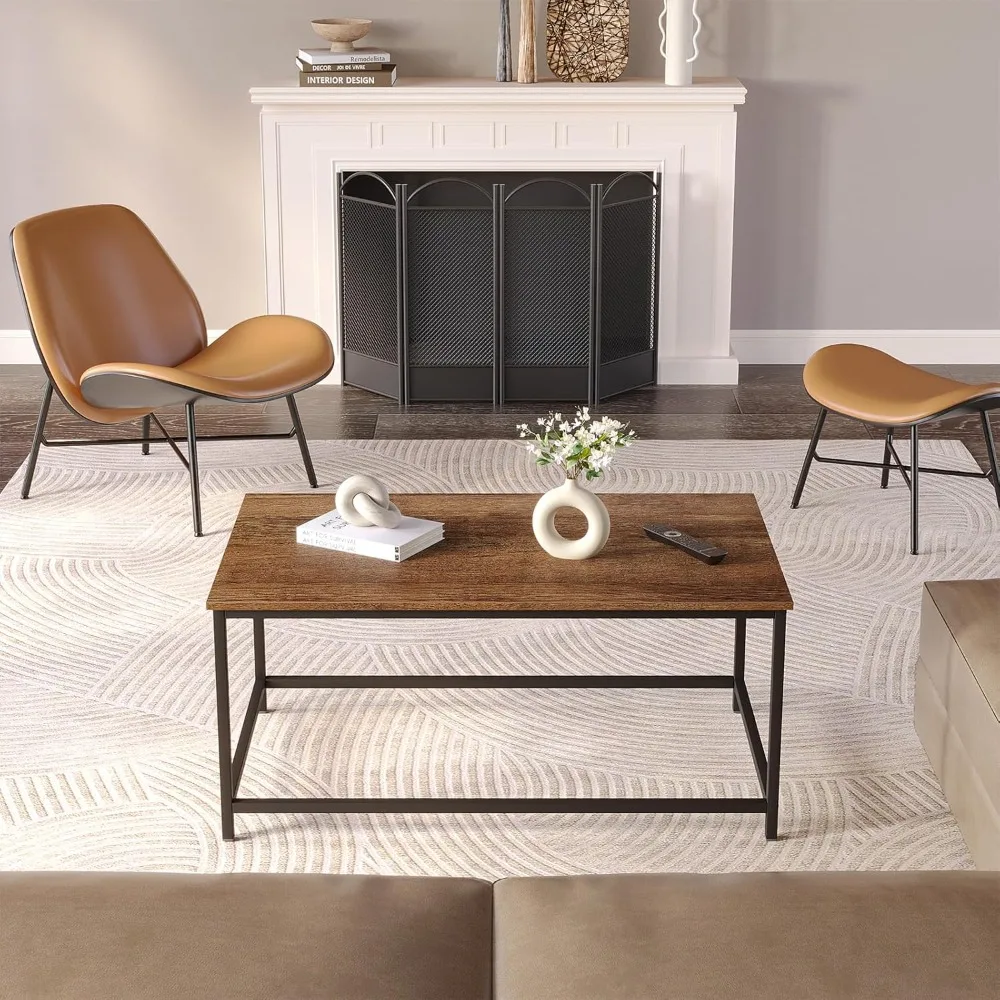 Coffee Table Simple Modern Rectangular Center Table Open Space Minimalist for Living Room Home Office Industrial Cocktail