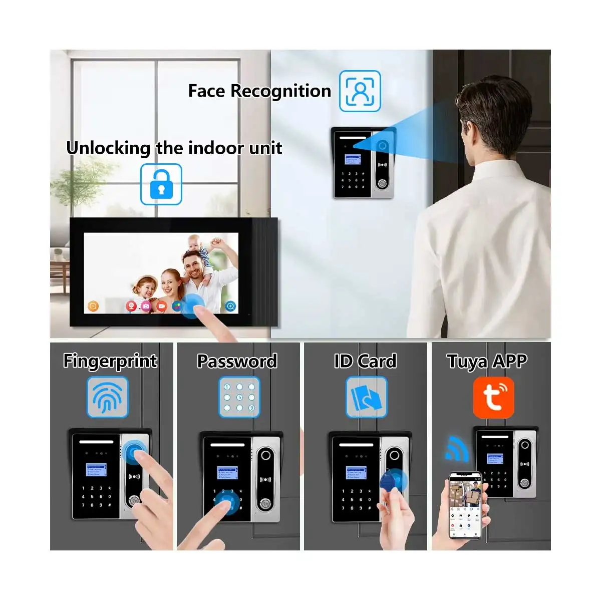 1080p Touch Screen Video Door Phone With Fingerprint & Password Unlock Tuya Intercom With Keypad