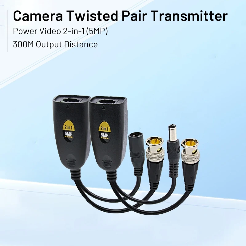 

CCTV Security Camera Power Video Audio 2-in-1 Transmitter Coaxial HD Twisted Pair Anti Jammer Network Cable to BNC 5MP
