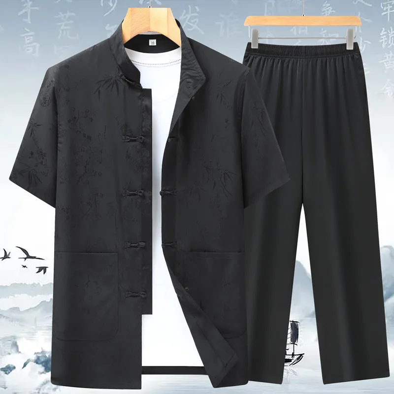 

Hot Sale New Chinese Traditional Men Kung Fu Suit Tang Suit Sets Long Sleeve Jacket Pants Wu Shu Tai Chi Sets 2025 Summer