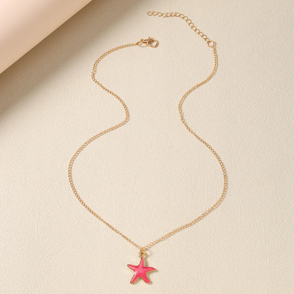 Aihua Niedliche Seestern-Anhänger-Halskette für Frauen und Mädchen, bunte Sommer-Strandmode, Seestern-Halskette, Ohrringe, Schmuck, Geschenke – Detail 9