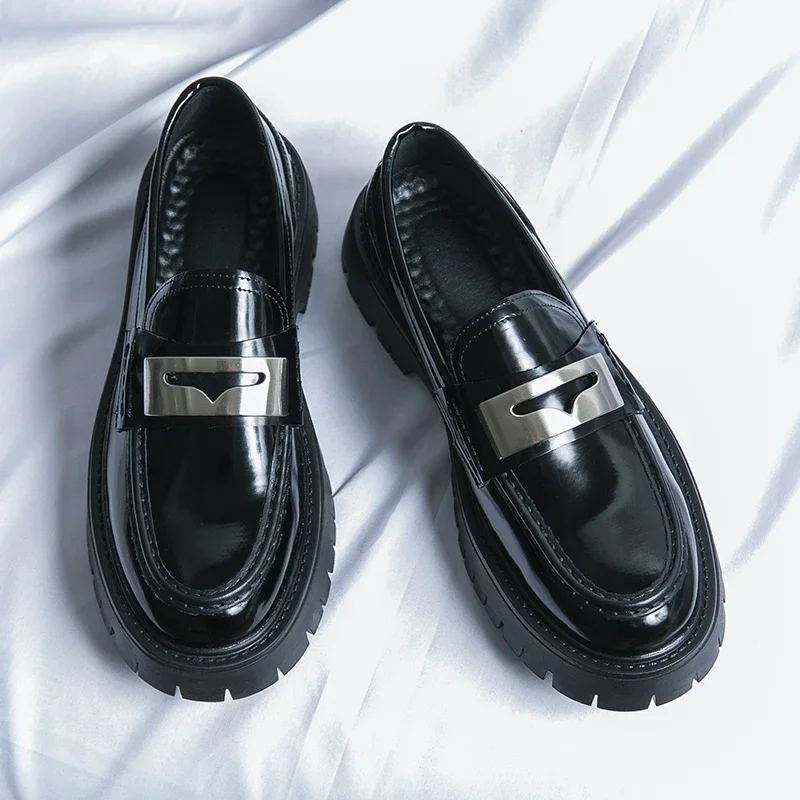 Trendy All-Match Heren Loafers Heren Casual Leren Schoenen Voor Heren Hoge Kwaliteit Mode Dikke Onderkant Heren Casual Schoen