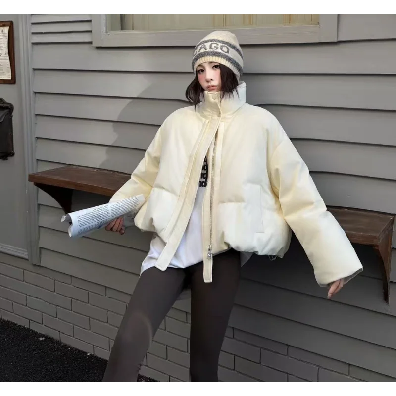 여성용 숏 다운 재킷 2025 겨울 패션 출퇴근 스타일 우아한 두꺼운 다용도 슬림 따뜻한 코트 트렌디