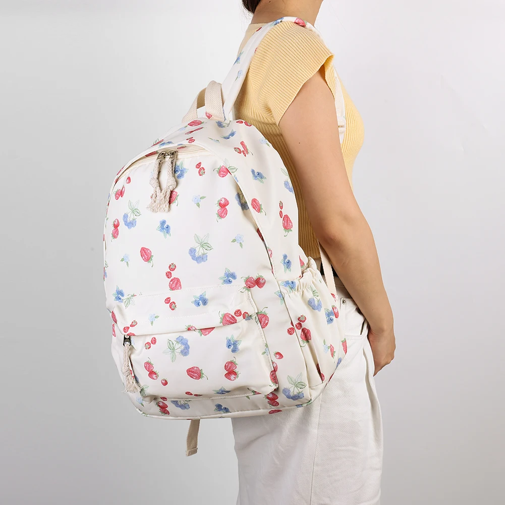 حقيبة ظهر مدرسية من القماش مطبوع عليها زهور للفتيات والنساء، حقيبة ظهر كاجوال للسفر للعمل والسفر والكلية المدرسية الثانوية #2