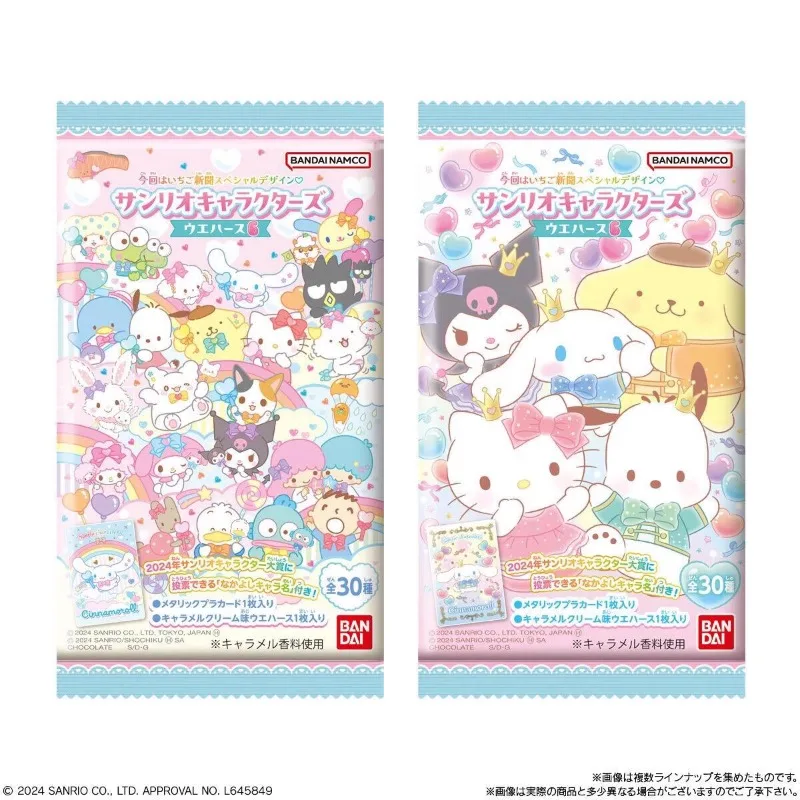 In Stock Japanese Version of Bandai Sanrio Wafer Food Playing Card Six Bombs Kitty Cinnamoroll Character Collections Anime Model