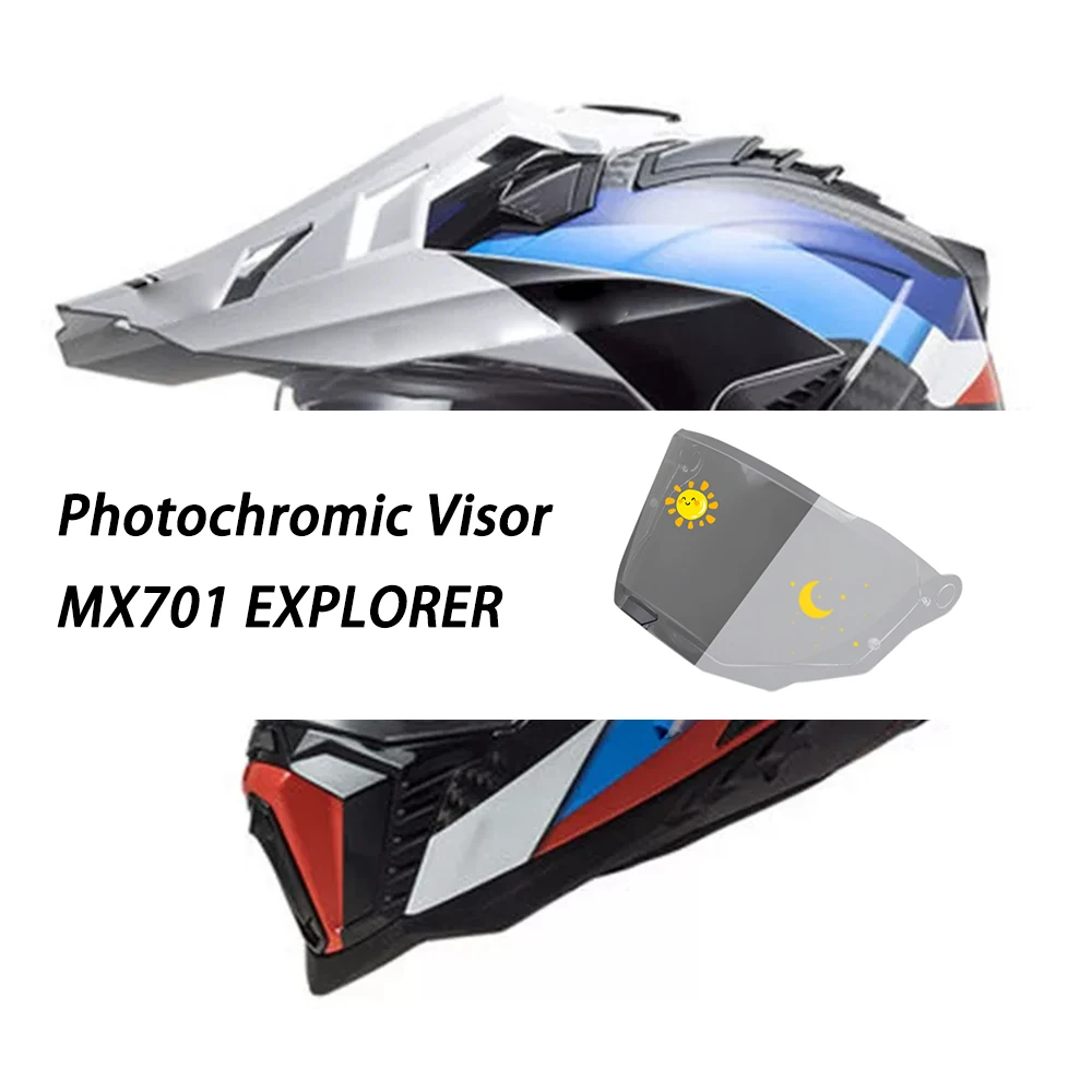 Motorradhelm Photochromatisches Visier Schutzschild Passend für LS2 MX701 EXPLORER Visier