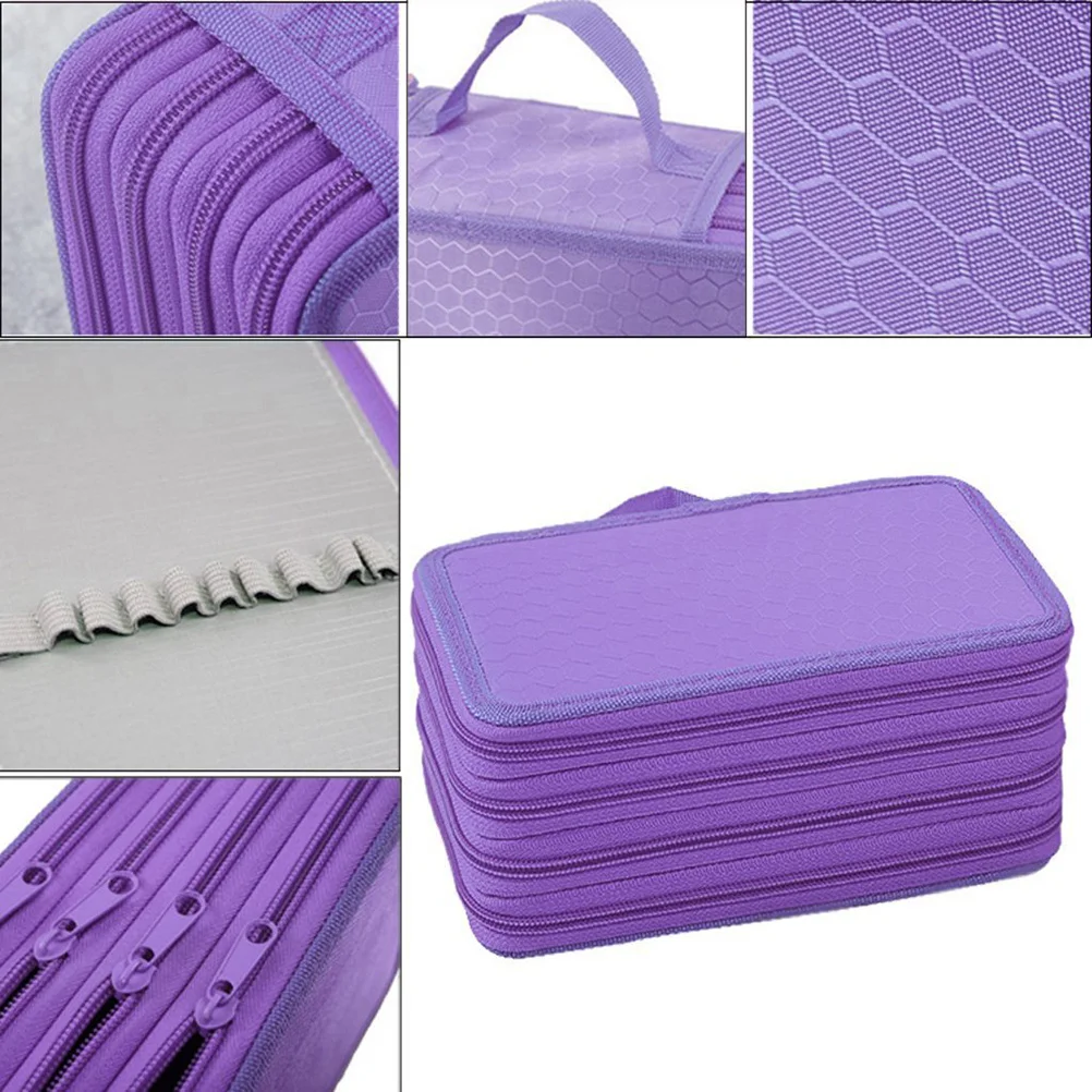 

72 Insert Holes Pencil Holder Organizer Multi-Layer Nylon Oxford Pencil Case for Art School Office Travel Stationery Bag Purple