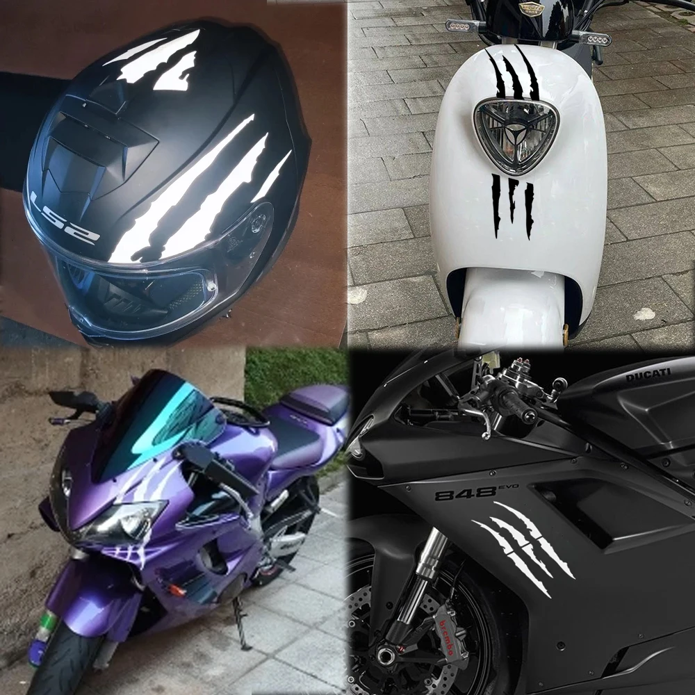 Pegatina Universal para coche y motocicleta, calcomanía de raya rayada con garra de monstruo, marcador reflectante impermeable, accesorios de decoración para motocicleta