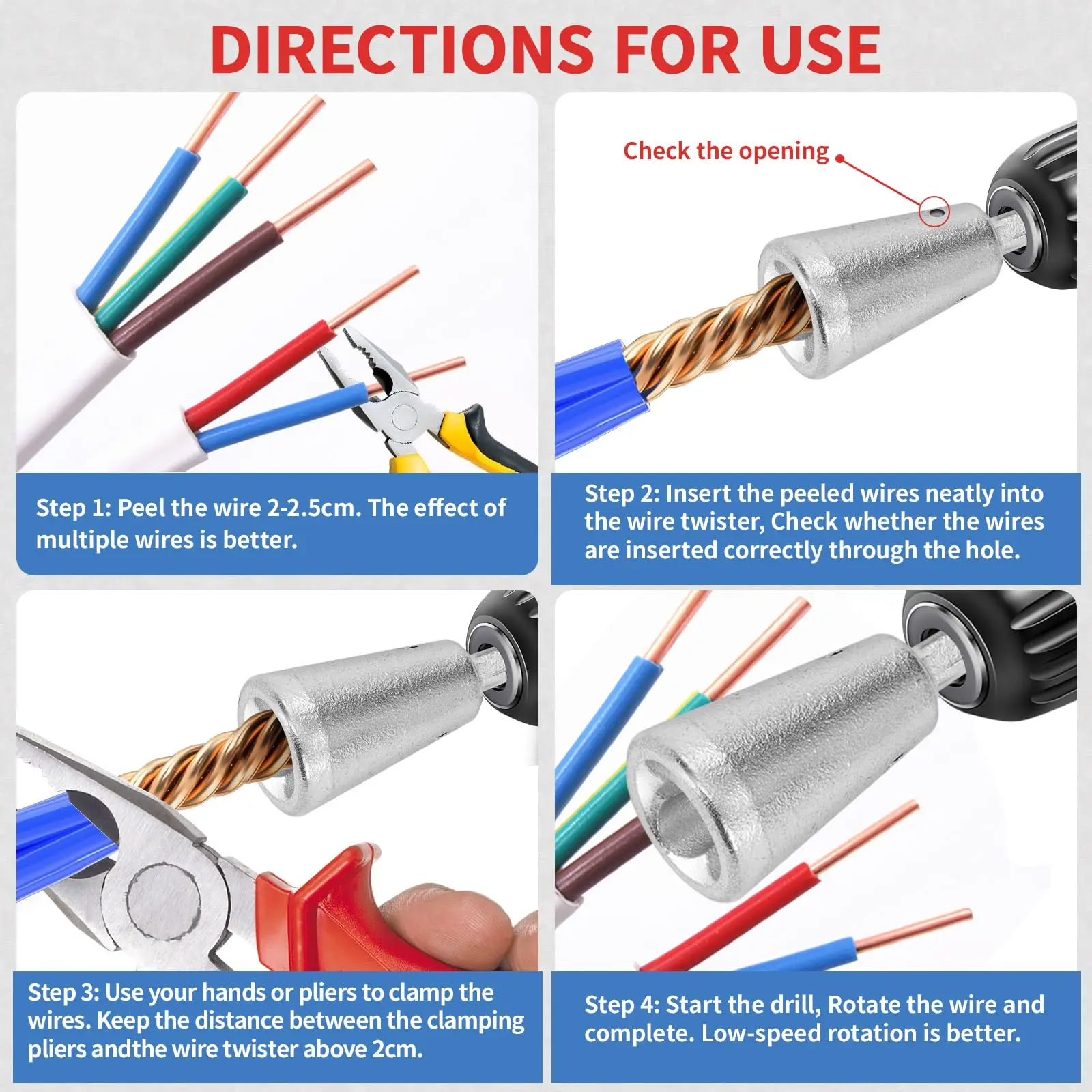 2/3PCS Wire Stripper Twisting Tools Electric Cable Peeler Quickly Twisting Connector Peel Electrical Cables Tool For Power Drill