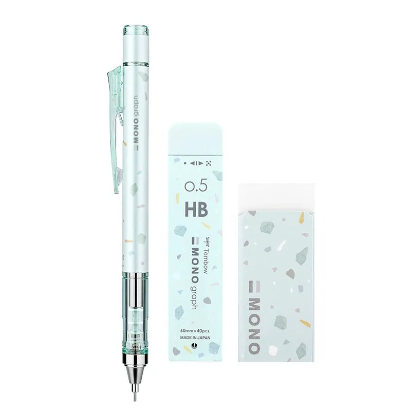 Tombow-lápiz automático de libélula MONO, serie Marble Limits Shake Lead, estudiantes para dibujar con borradores de escritura, lápices bonitos de