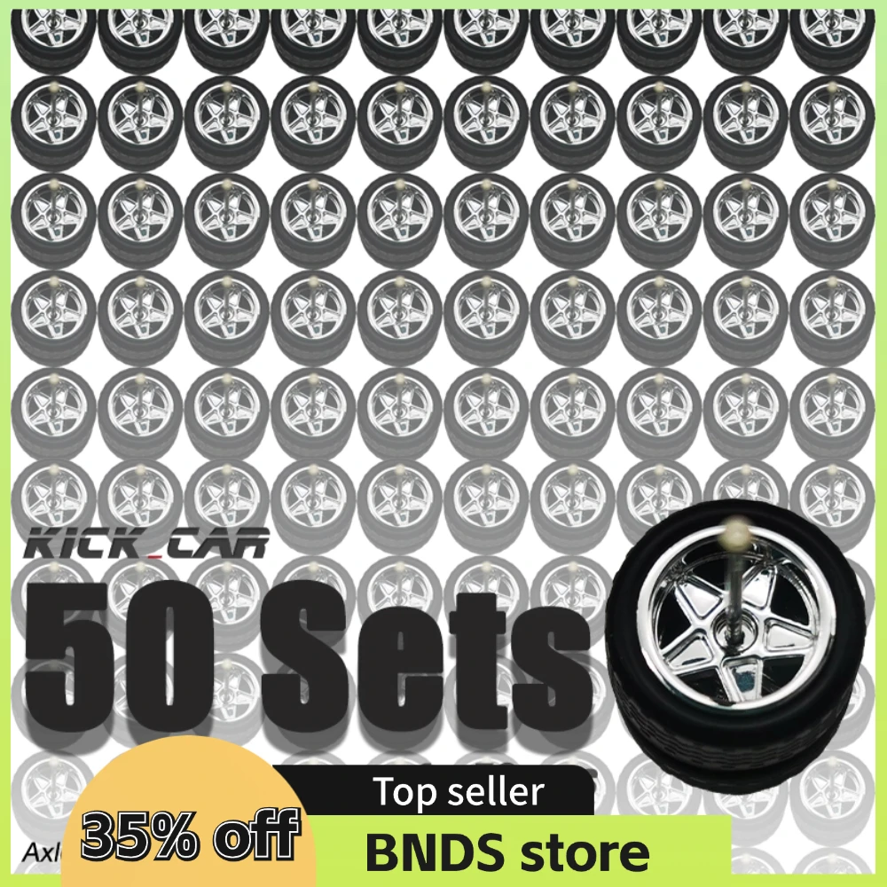 1/64 Model Car Wheels 50 Sets For Hotwheels with Rubber Tires Basic ABS Modified Parts Racing Vehicle Toys For Tomica MiniGT