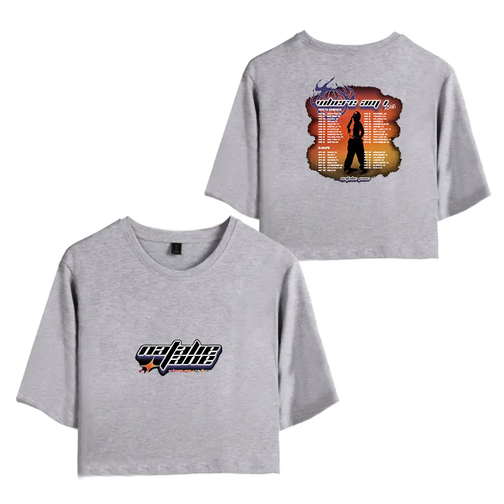 ناتالي جين خمر 90s المحاصيل تي شيرت كامل موضة بلوزات مستديرة العنق المعتاد التي شيرت موضة المرأة المحملة Blusa Y2k #3