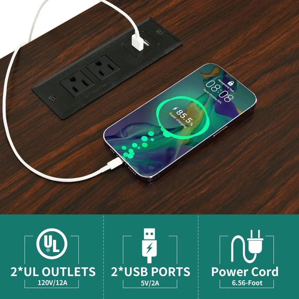 電源コンセントと収納キャビネット付き大型ベーカーズラック、47インチファームハウスコーヒーバーキャビネット、キッチン電子レンジスタンド（窓付き）