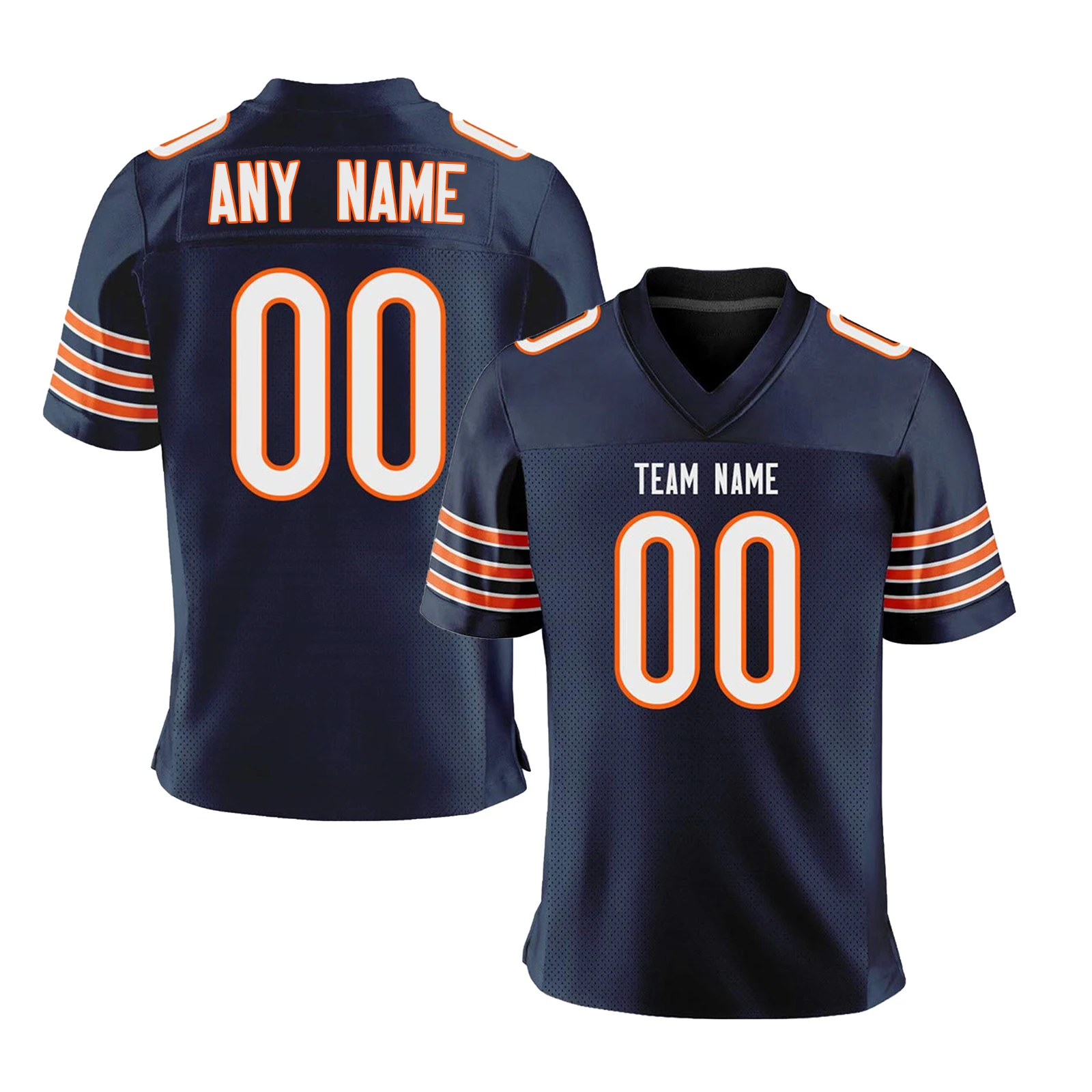 White Navy Orange Custom American Football Jersey Personalized Printed Team Name Number Football Training Shirt for Adult Kids