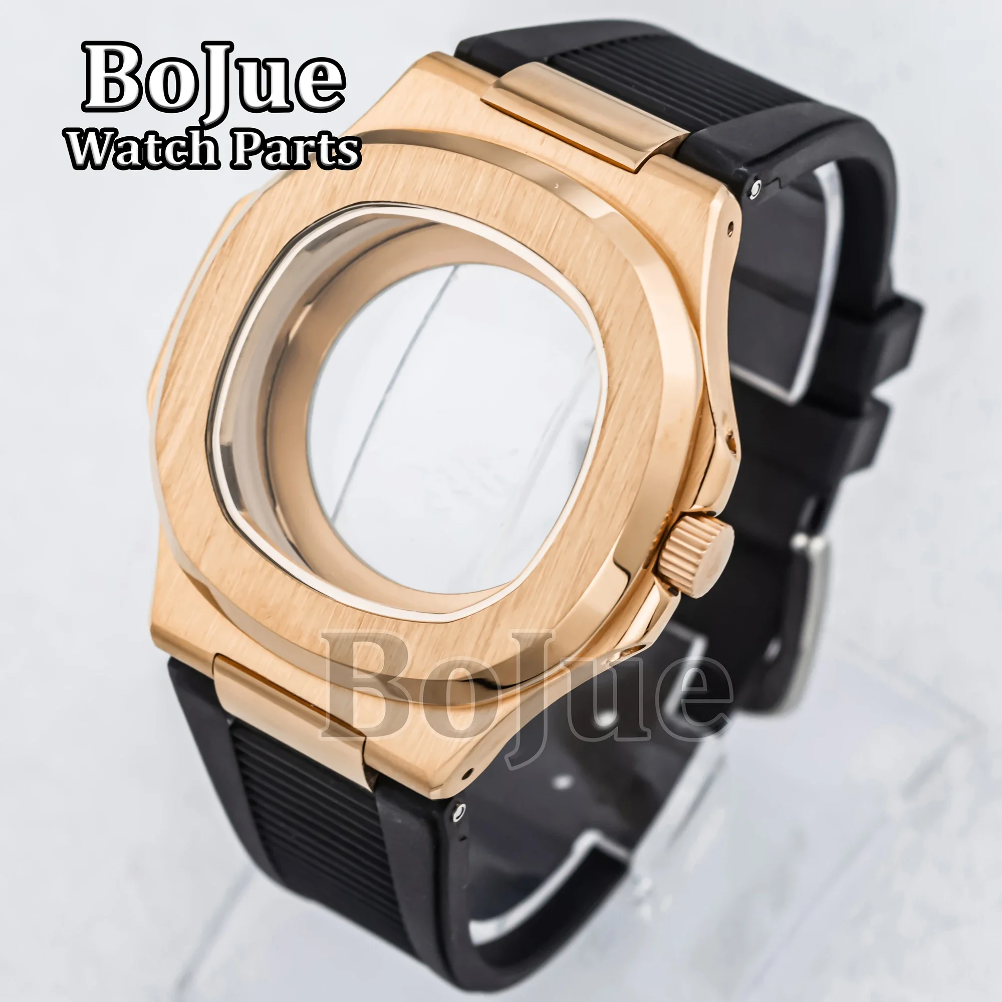 

41mm Stainless Steel Watch Case Rubber Bracelet Parts Modified Nautilus For Seiko Nh35 Nh36 Nh38 Movement Dial Sapphire Glass