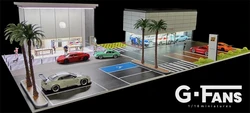 G-FANS Model 1:64 Led Light Diorama Por store Car Centre Building w/Parking