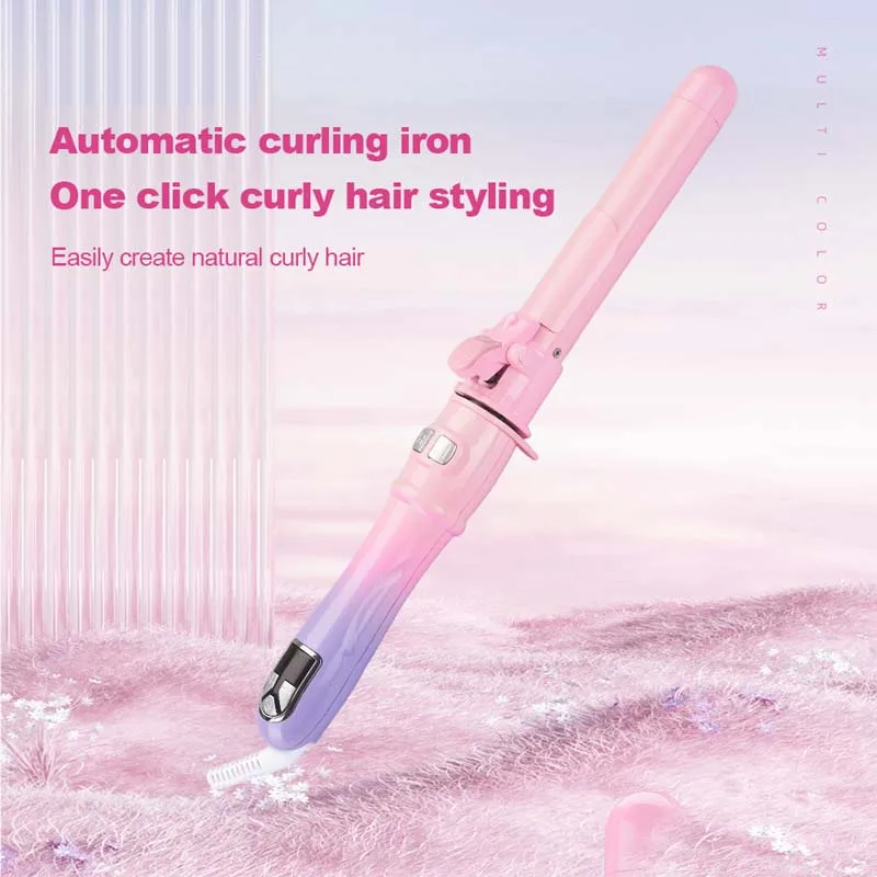 Automatic Rotating Curling Iron 360° Rotary Hair Curler Big Wave Styling Tool LCD Display for Salon & Home Use