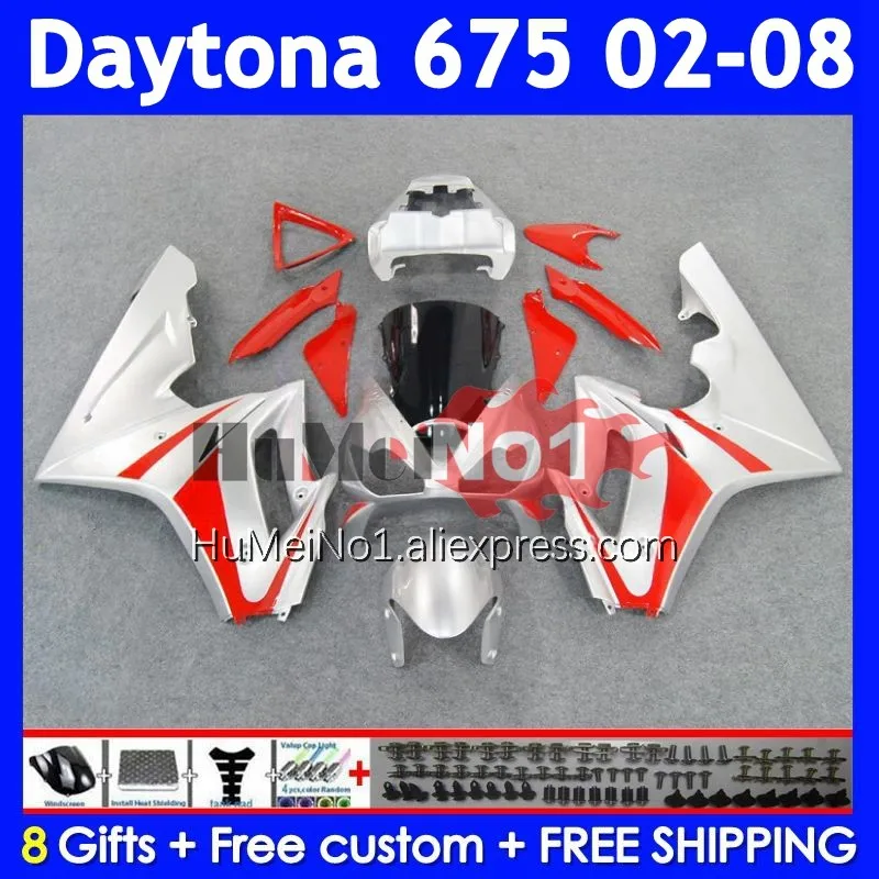 OEM Body For Triumph Daytona-675 Daytona 675 2002 2003 2004 2005 320No.58 Daytona675 02 Red silvery 06 07 08 Injection Fairing