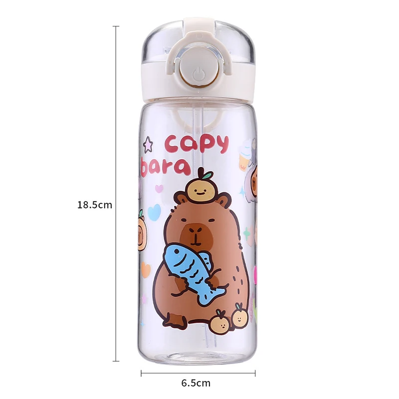 1 قطعة كابيبارا الكرتون 400 مللي المحمولة ذات سعة كبيرة زجاجة ماء الرياضة اللياقة البدنية أكواب من القش أدوات المائدة في الهواء الطلق هدايا عيد الميلاد